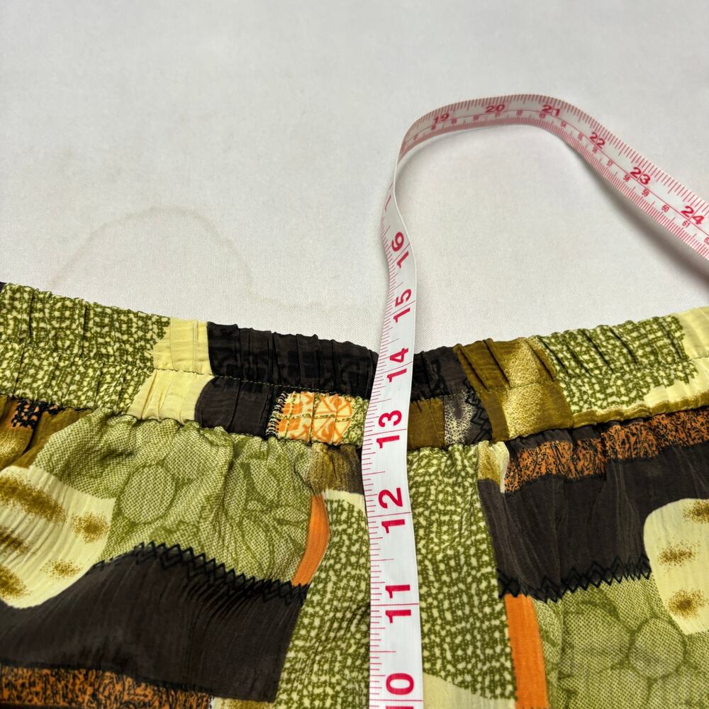 Vintage 80s Chloe Patchwork Plisse Pants Women Wide Leg Stretch - Picture 8 of 10